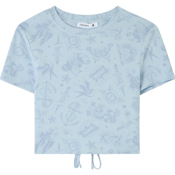 t-shirt Terranova blu con stampe
