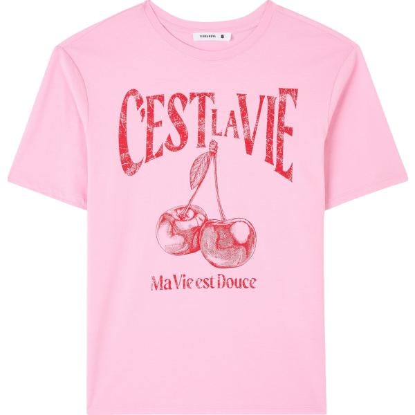 t-shirt Terranova rosa con stampe