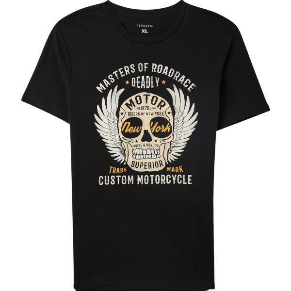 t-shirt Terranova nero con stampe