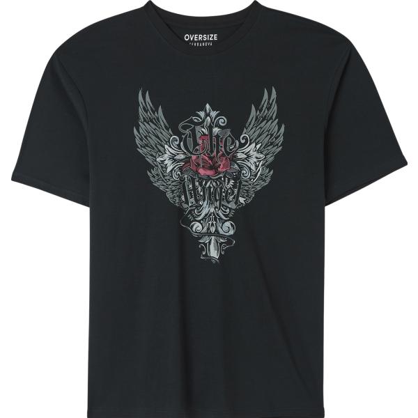 t-shirt Terranova nero con stampe
