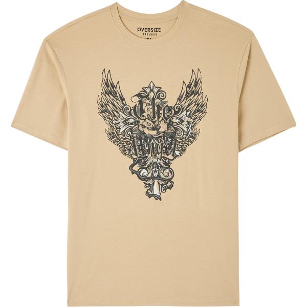 t-shirt Terranova marrone con stampe