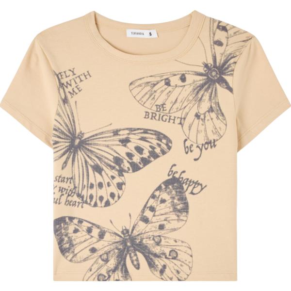 t-shirt Terranova marrone con stampe