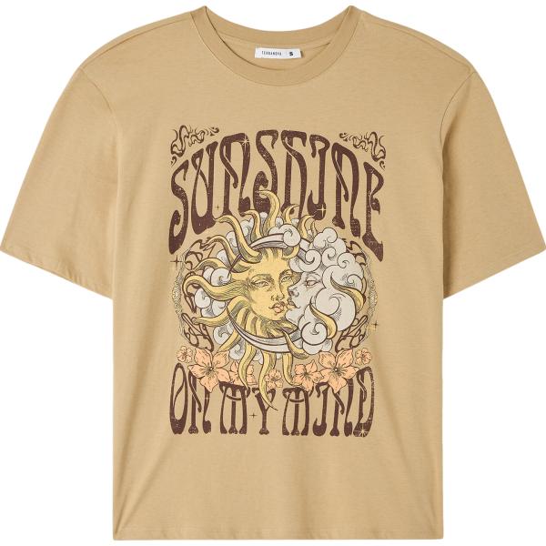 t-shirt Terranova marrone con stampe