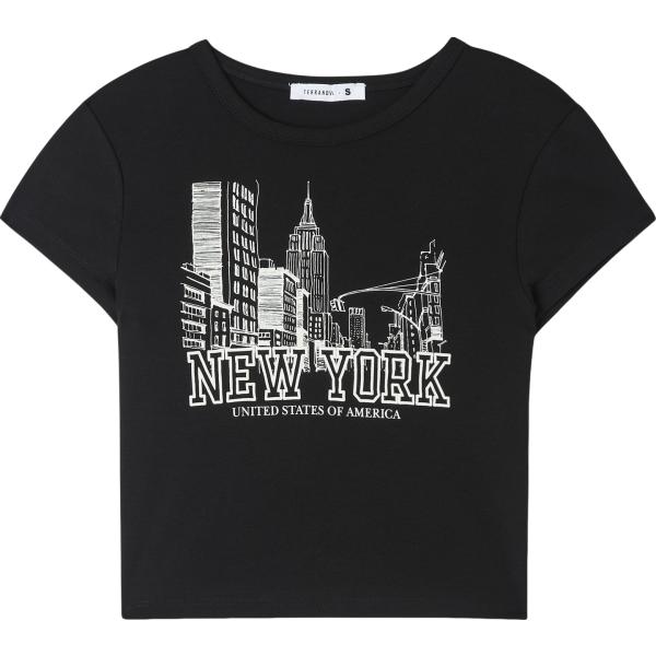 t-shirt Terranova nero con stampe