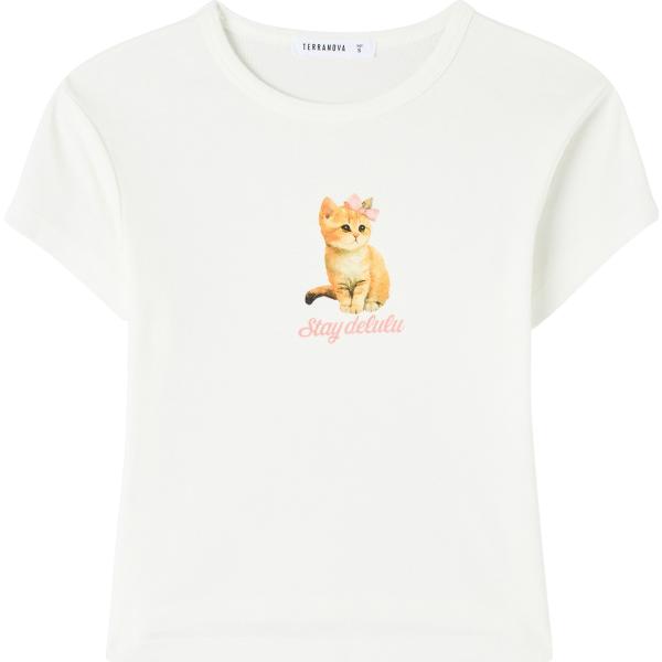 t-shirt Terranova bianco con stampe