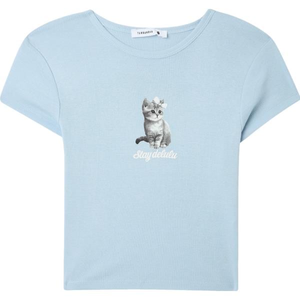 t-shirt Terranova blu con stampe