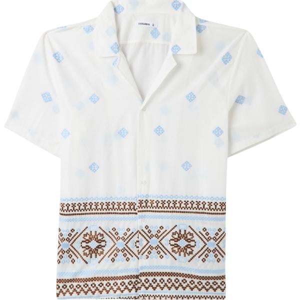 camicie a manica corta Terranova bianco geometrica