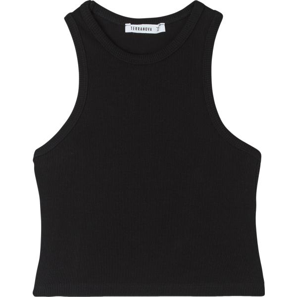 top Terranova nero tinta unita