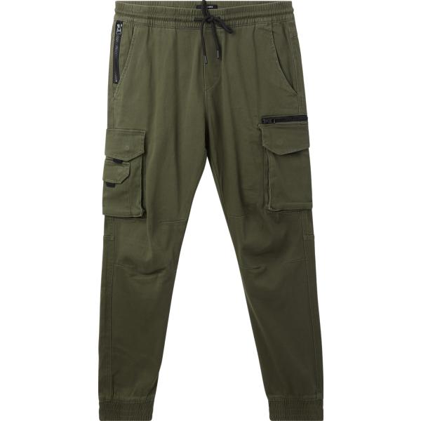 pantaloni cargo Terranova verde tinta unita