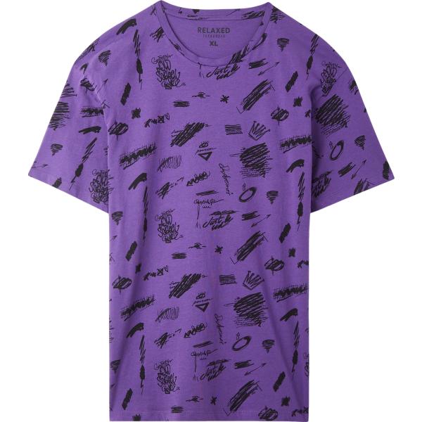t-shirt Terranova viola con stampe