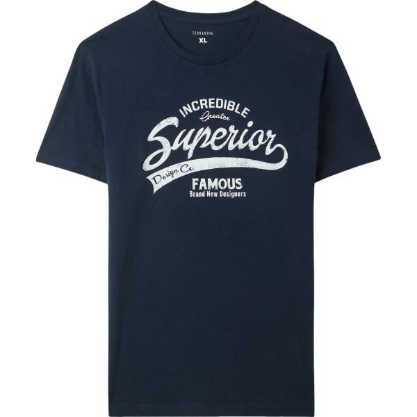 t-shirt Terranova blu con stampe