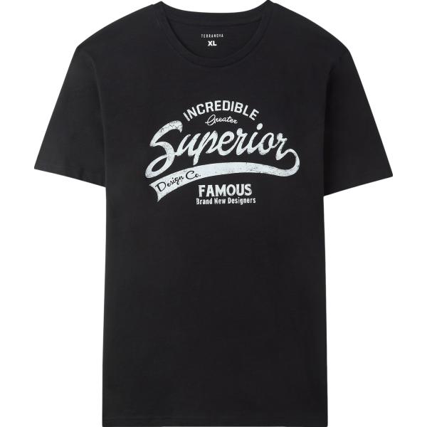 t-shirt Terranova nero con stampe