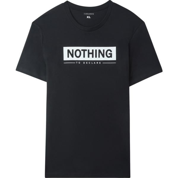 T-shirt da uomo in nero pece con stampe girocollo a maniche corte in cotone Terranova