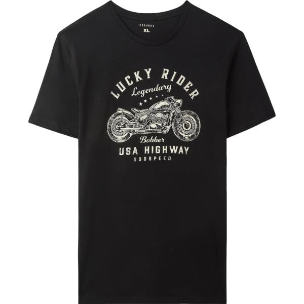 t-shirt Terranova nero con stampe