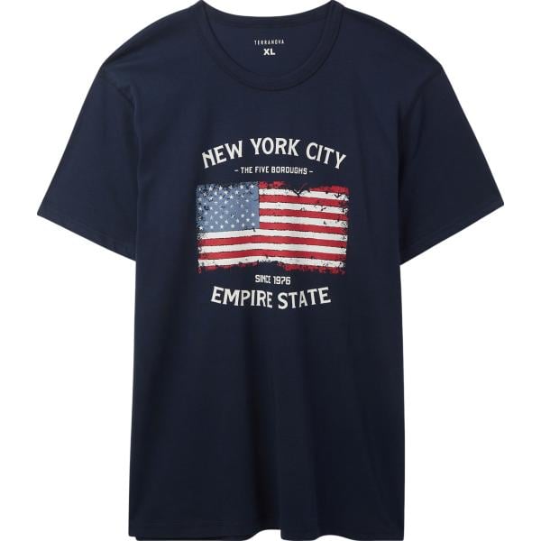 t-shirt Terranova blu con stampe
