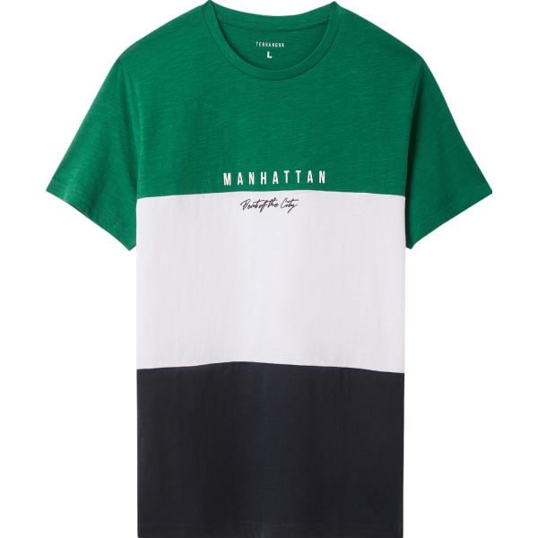 t-shirt Terranova verde con stampe