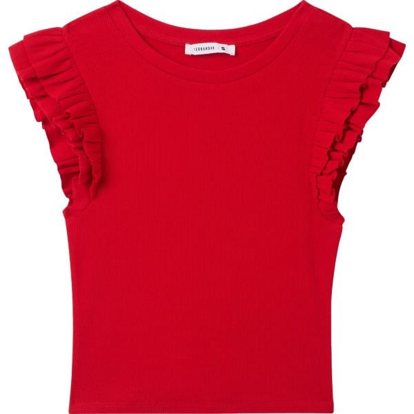 t-shirt Terranova rosso tinta unita