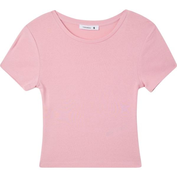 t-shirt Terranova rosa tinta unita