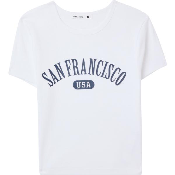 t-shirt sportive Terranova bianco con stampe