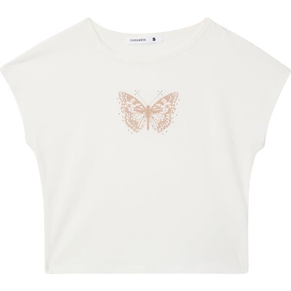 t-shirt Terranova bianco con stampe