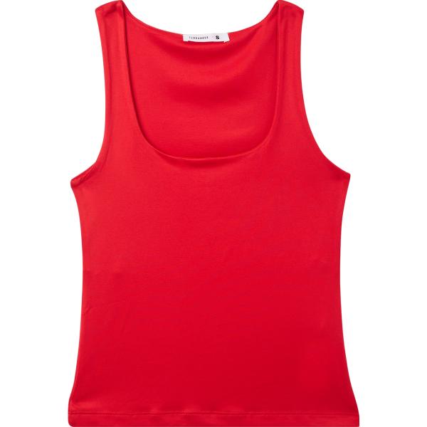 top sportivo da donna in rosso classico con scollo in poliestere Terranova