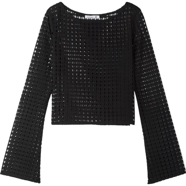 maglione da donna in nero pece con scollo a maniche lunghe Terranova