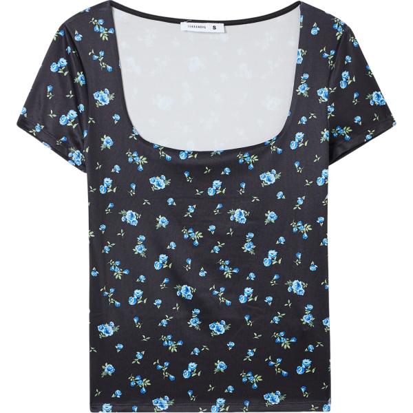 t-shirt Terranova nero a fiori