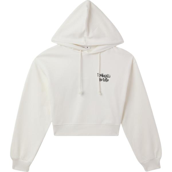 felpe con cappuccio Terranova bianco con stampe