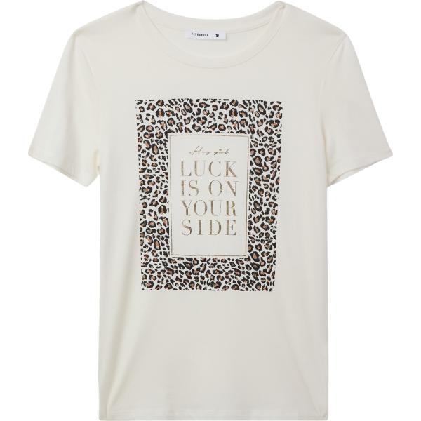 t-shirt Terranova bianco animalier