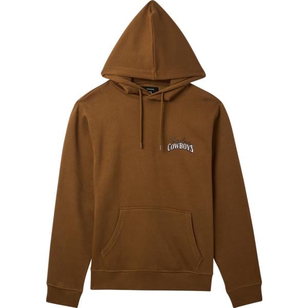 felpa con cappuccio da uomo in marrone scuro con stampe collo con cappuccio con coulisse Terranova