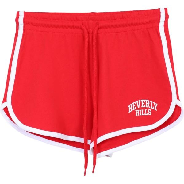 Pantaloncini sportivi da donna in rosso classico con stampe con coulisse in cotone Terranova