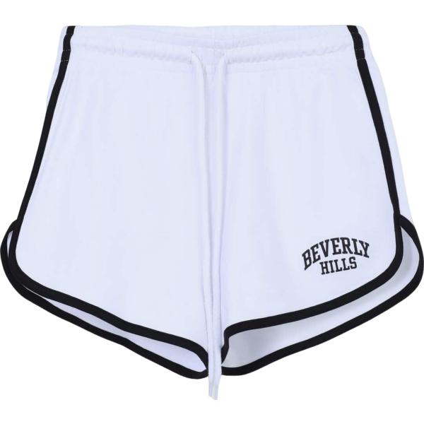 Pantaloncini sportivi da donna in bianco neve con stampe con coulisse in cotone Terranova