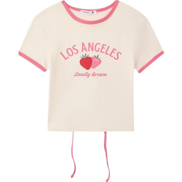 t-shirt Terranova rosa con stampe