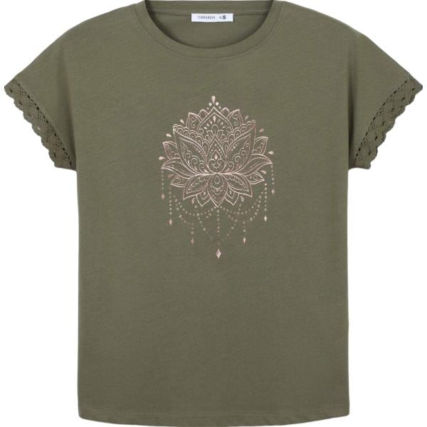 t-shirt Terranova verde con stampe