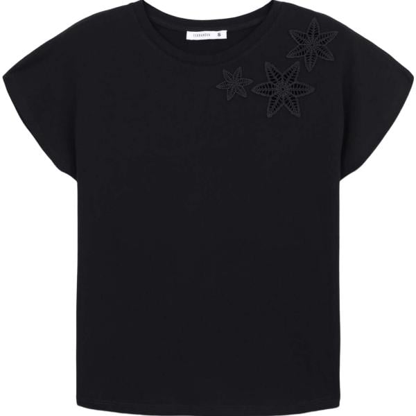 t-shirt Terranova nero a fiori