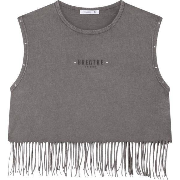 top Terranova grigio con stampe