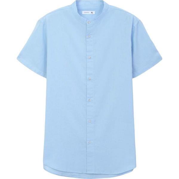 camicie a manica corta Terranova blu tinta unita