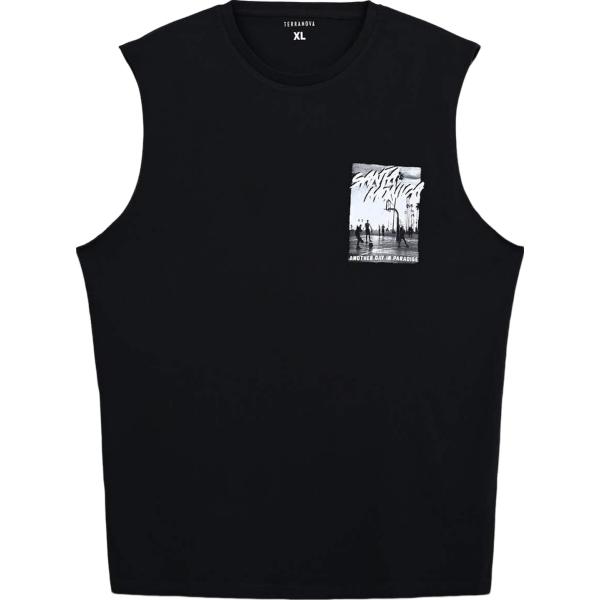 canottiere Terranova nero con stampe