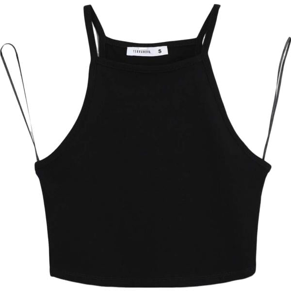 top Terranova nero tinta unita