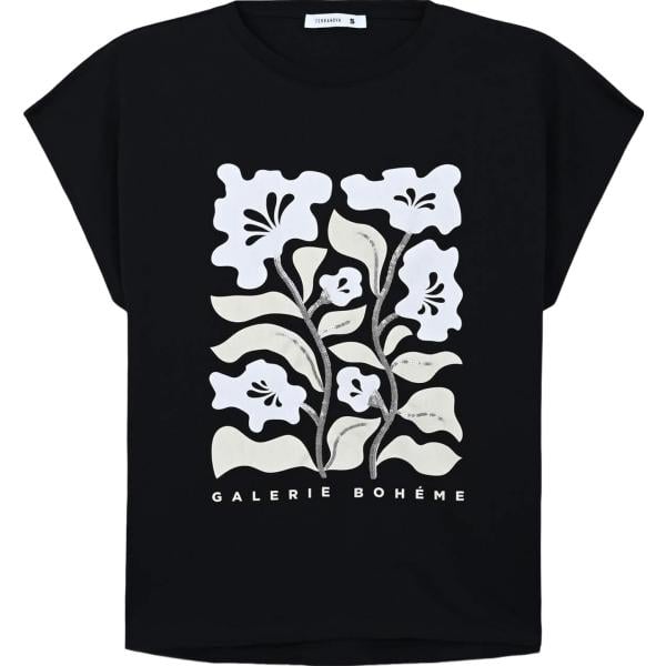 t-shirt Terranova nero a fiori