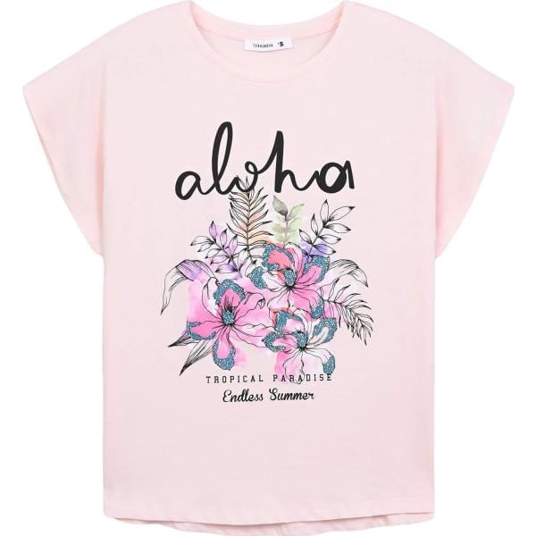 t-shirt Terranova rosa con stampe