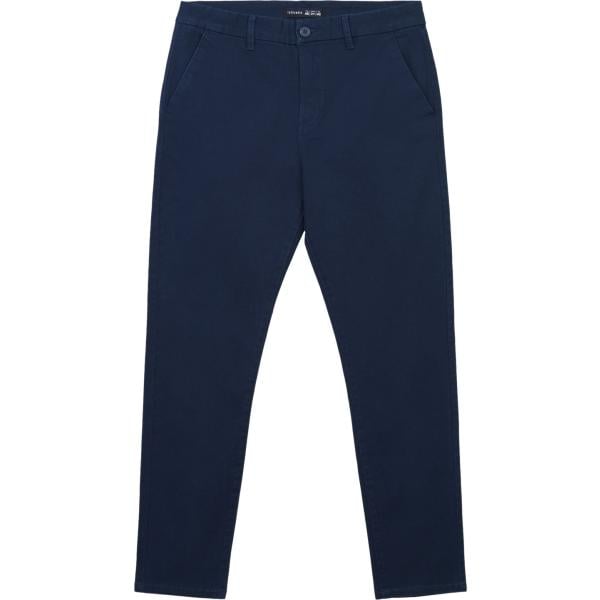 pantaloni chino Terranova blu tinta unita