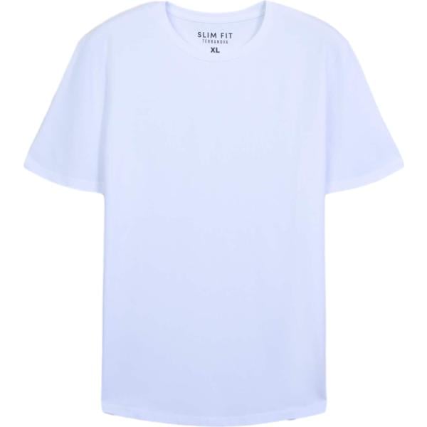 t-shirt Terranova bianco tinta unita