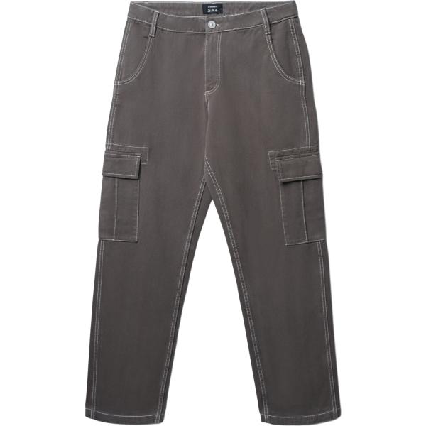pantaloni cargo Terranova grigio tinta unita