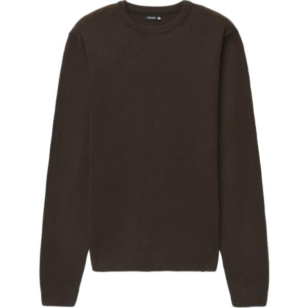 Maglione da uomo in marrone scuro girocollo a maniche lunghe Terranova