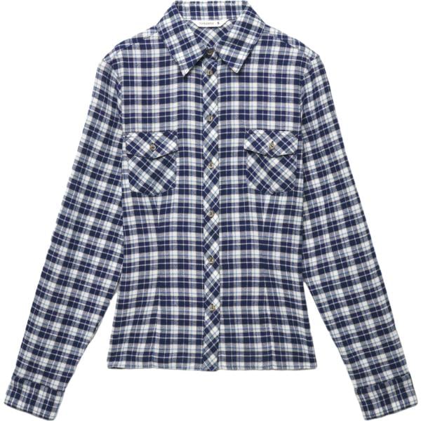 camicia da donna in blu scuro a quadri collo classico a maniche lunghe con bottoni in cotone Terranova
