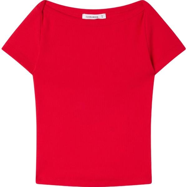 t-shirt Terranova rosso tinta unita