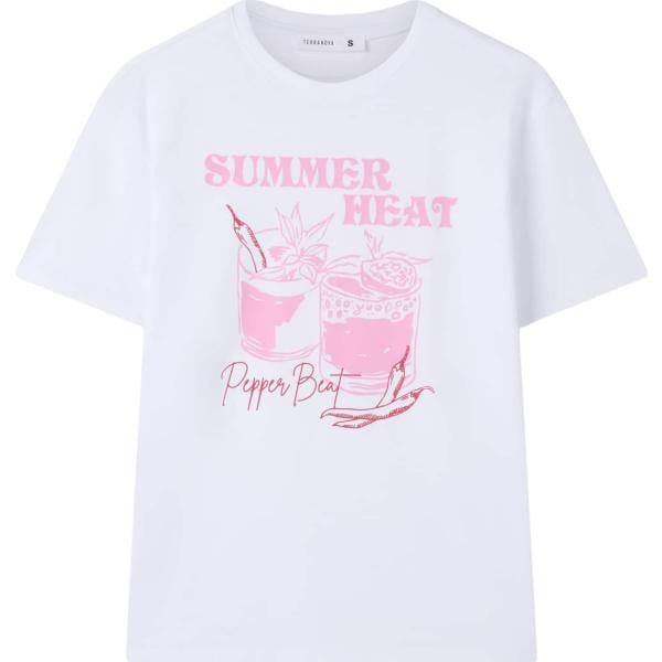 t-shirt Terranova bianco con stampe