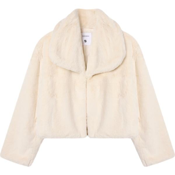 ecopelliccia da donna in bianco avorio collo aperto Terranova