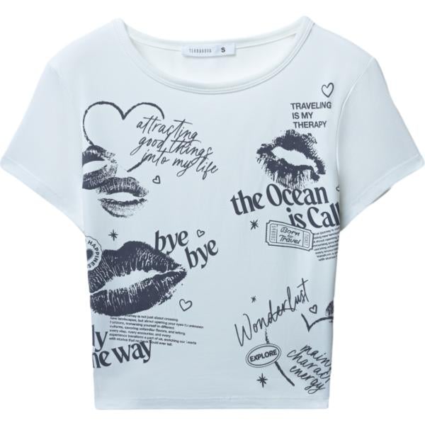 t-shirt Terranova bianco con stampe